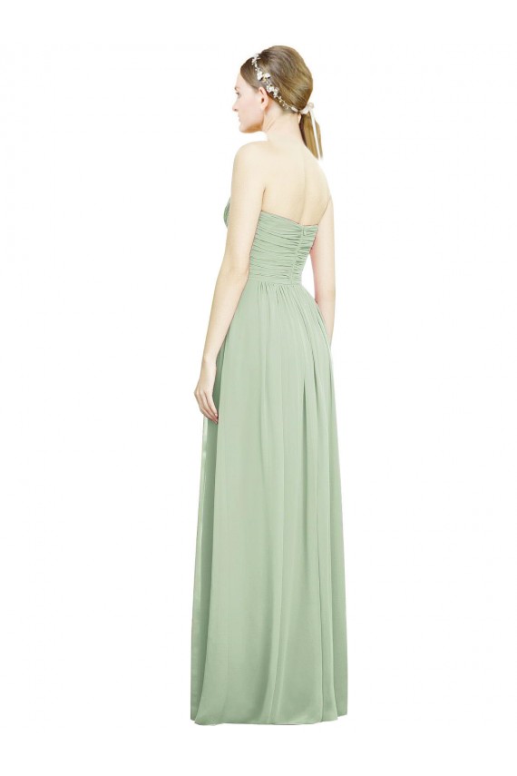 Sleeveless Sage Criss Cross Back A-Line Sweetheart Bridesmaid Dress Lincoln