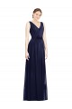 Sleeveless Dark Navy A-Line V-Neck Bridesmaid Gowns Lincoln