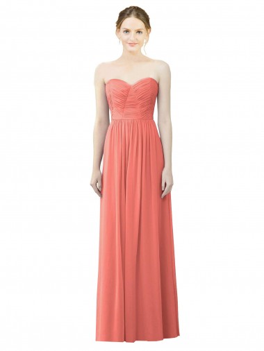 Sleeveless Coral A-Line Sweetheart Bridesmaid Dress Lincoln