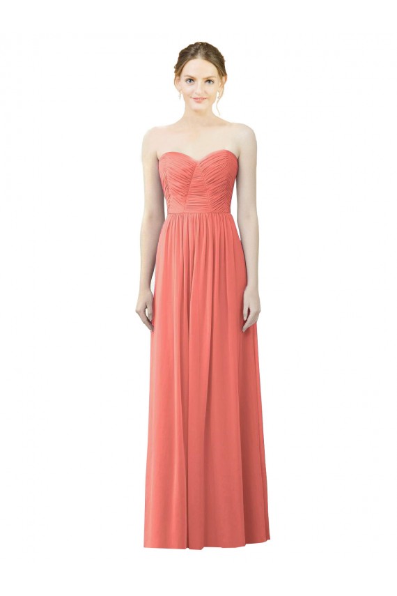 Sleeveless Coral A-Line Sweetheart Bridesmaid Dress Lincoln