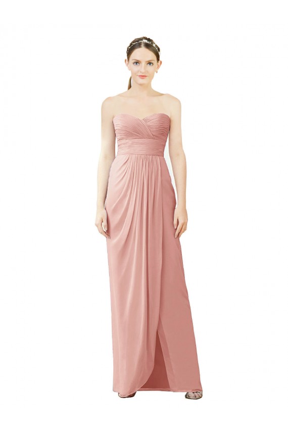 Sleeveless Bliss Pink A-Line Sweetheart High Low Bridesmaid Dress Lincoln