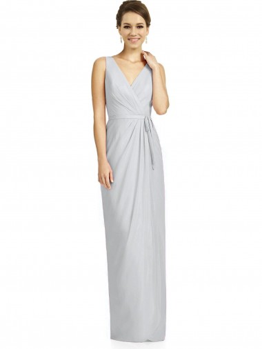 Sleeveless Frost V-Back Sheath V-Neck Bridesmaid Dress Lincoln