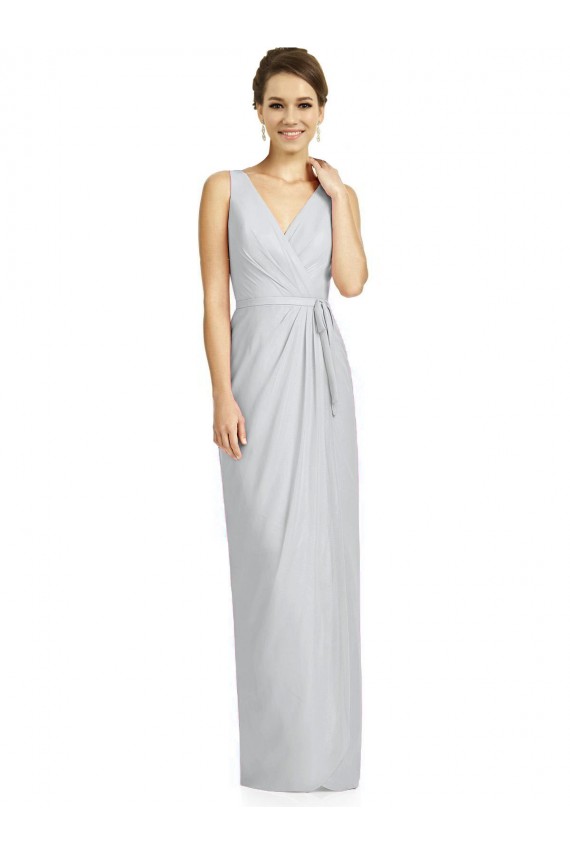 Sleeveless Frost V-Back Sheath V-Neck Bridesmaid Dress Lincoln