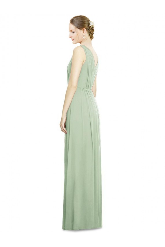 Sleeveless Sage V-Back A-Line V-Neck Bridesmaid Dress Lincoln