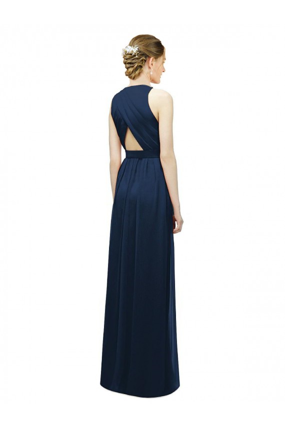 Sleeveless Salmon A-Line Halter Neck Bridesmaid Dress Lincoln