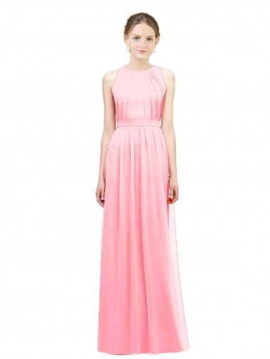 Sleeveless Salmon A-Line Halter Neck Bridesmaid Dress Lincoln