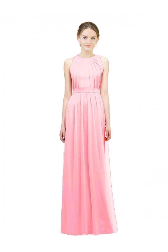 Sleeveless Salmon A-Line Halter Neck Bridesmaid Dress Lincoln