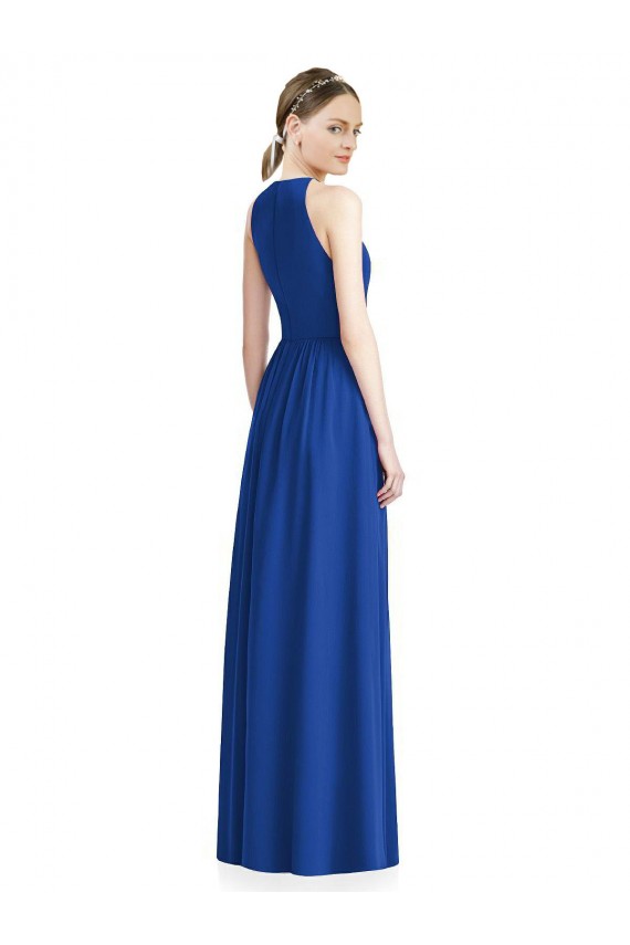 Sleeveless Silver A-Line Halter Neck Bridesmaid Dress / Evening Dress Lincoln