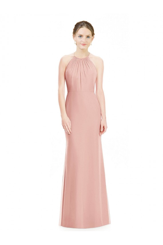 Sleeveless Bliss Pink Mermaid Halter Neck Bridesmaid Dress Lincoln