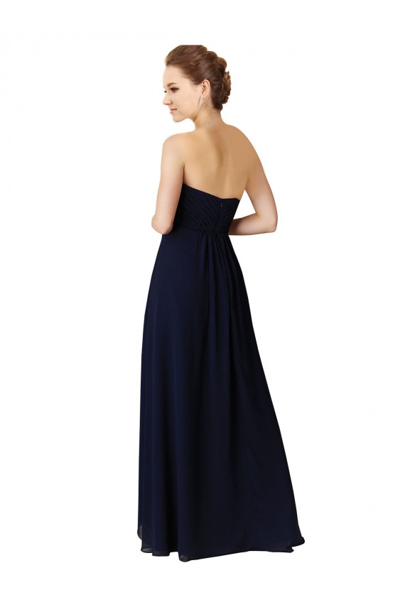 Sleeveless Dark Navy A-Line Sweetheart High Low Bridesmaid Dress Lincoln
