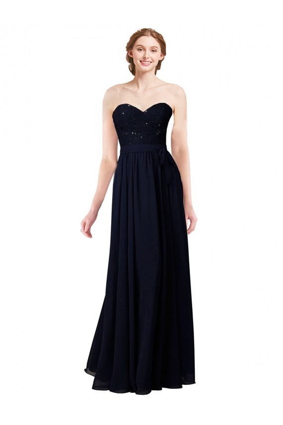 Sleeveless Dark Navy A-Line Sweetheart Formal Dress / Bridesmaid Dress Lincoln