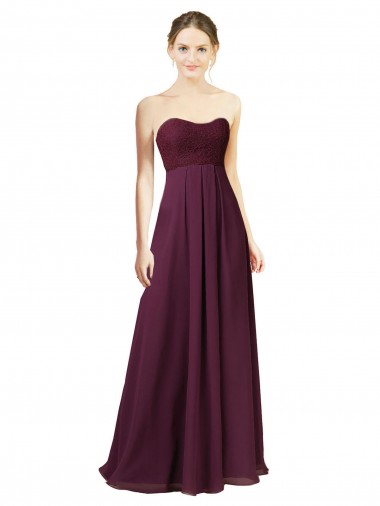 Sleeveless Grape A-Line Chiffon Sweetheart Bridesmaid Dress Lincoln