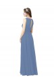 Sleeveless Windsor Blue Sheath Illusion Neck Bridesmaid Dress Lincoln