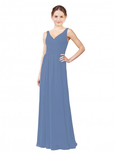 Sleeveless Windsor Blue Sheath V-Neck Bridal Party Dress Lincoln