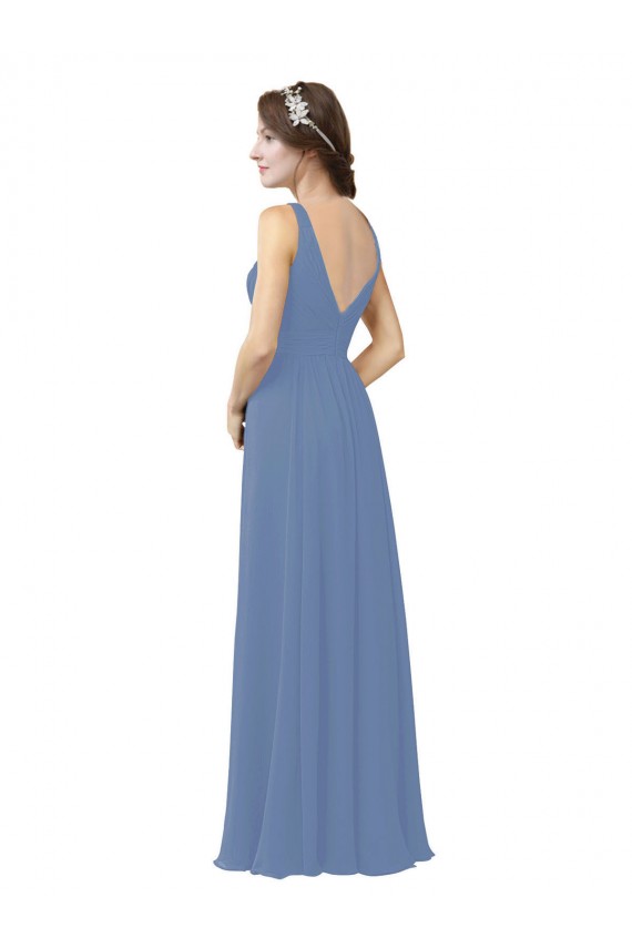 Sleeveless Windsor Blue Sheath V-Neck Bridal Party Dress Lincoln