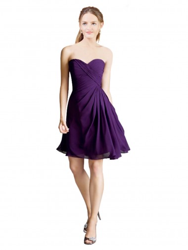 Sleeveless Purple A-Line Sweetheart Bridesmaid Dress Lincoln