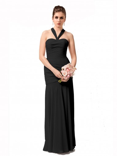 Sleeveless Black Mermaid Halter Neck Bridesmaid Dress / Evening Dress Lincoln