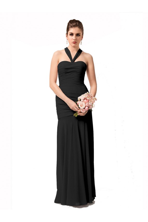 Sleeveless Black Mermaid Halter Neck Bridesmaid Dress / Evening Dress Lincoln
