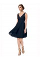 Sleeveless Dark Navy A-Line V-Neck Bridesmaid Dress Lincoln
