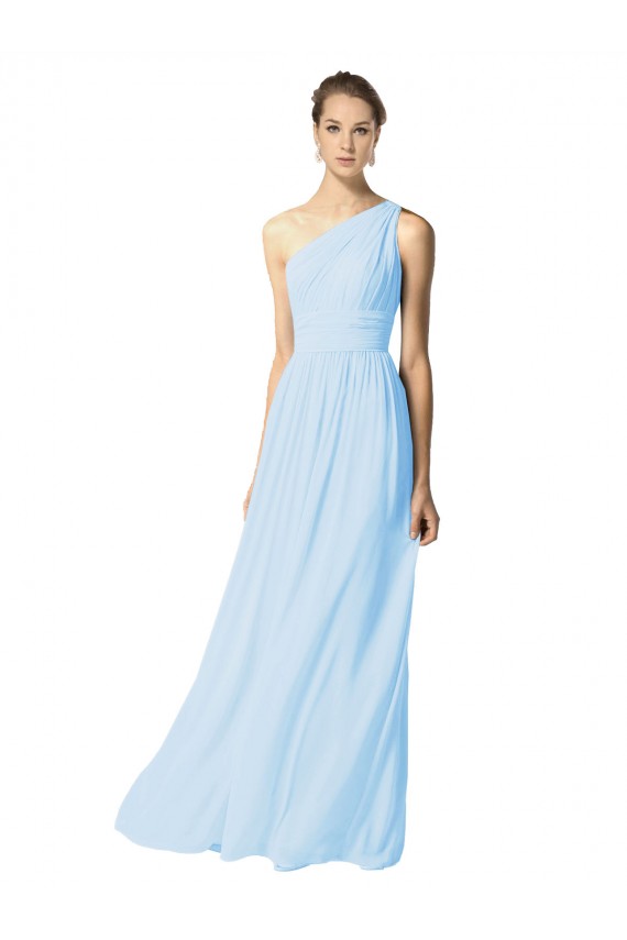 Sleeveless Light Sky Blue A-Line One Shoulder Bridesmaid Dress Lincoln