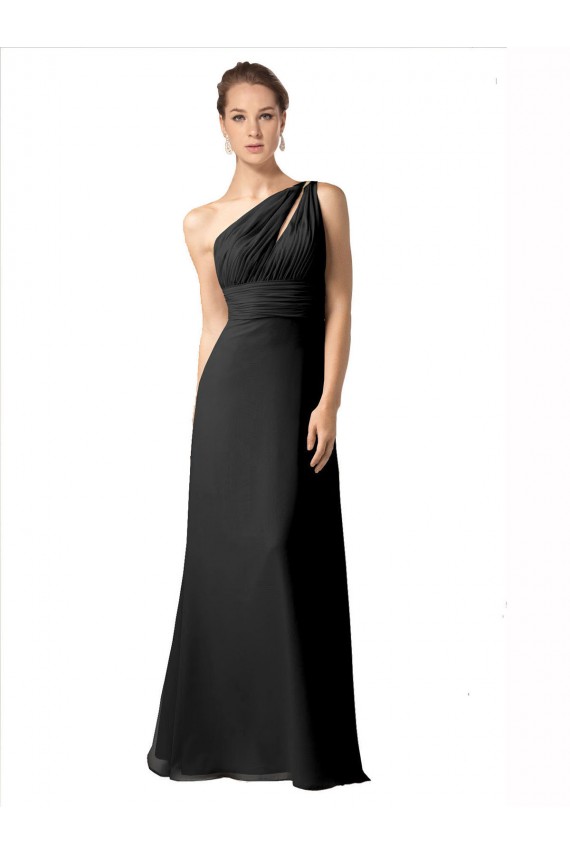Sleeveless Black A-Line One Shoulder Bridesmaid Dress Lincoln