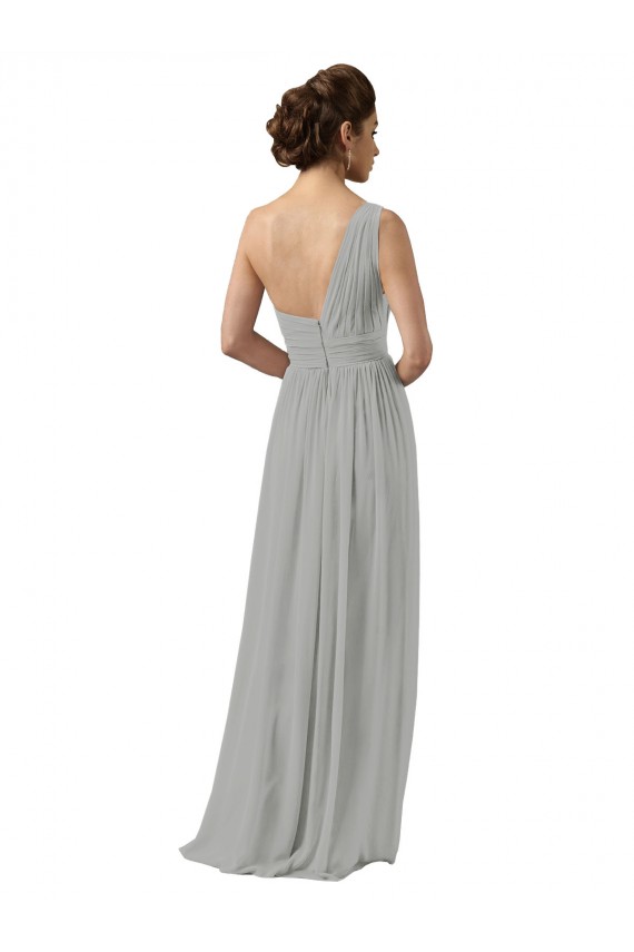 Sleeveless Silver A-Line One Shoulder Bridesmaid Dress Lincoln