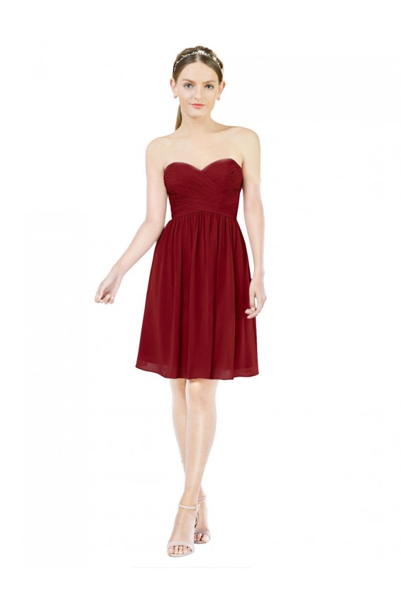 Sleeveless Burgundy A-Line Sweetheart Bridesmaid Dress Lincoln
