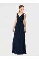 Sleeveless Dark Navy A-Line V-Neck Bridesmaid Dresses / Formal Dresses Lincoln