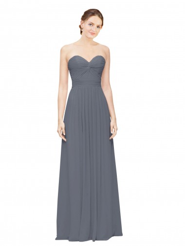 Sleeveless Slate Grey A-Line Sweetheart Bridesmaid Dress Lincoln