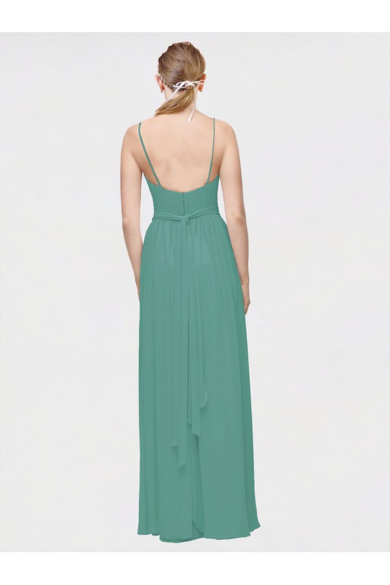 Sleeveless Icelandic Silver A-Line Spaghetti Straps Bridesmaid Dress / Evening Dress Lincoln