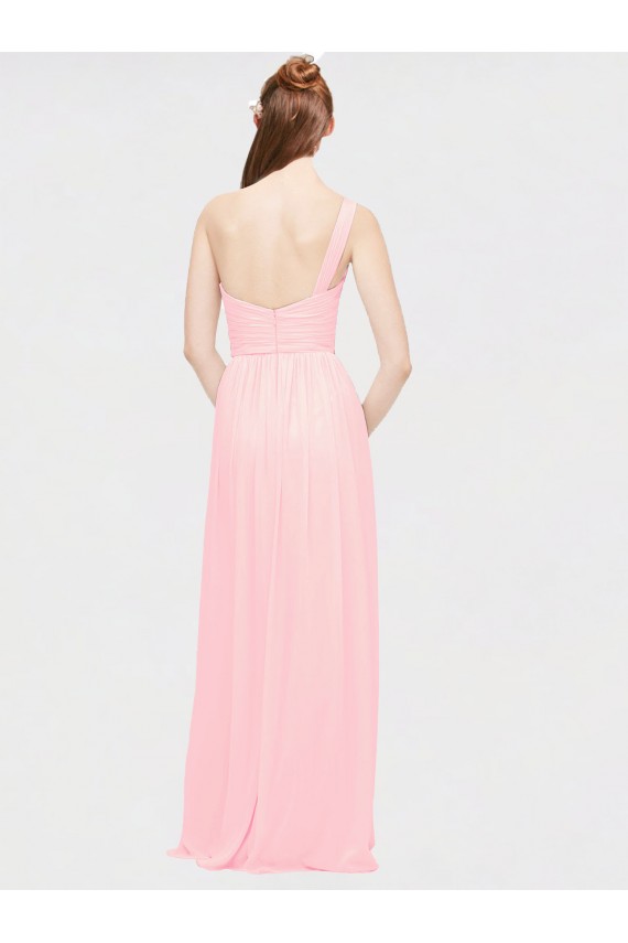 Sleeveless Pink A-Line One Shoulder Bridesmaid Dress Lincoln