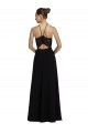 Sleeveless Black Open Back A-Line Halter Neck Bridesmaid Gown Lincoln