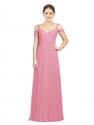 Sleeveless Skin Pink A-Line Off the Shoulder Bridesmaid Dress Lincoln