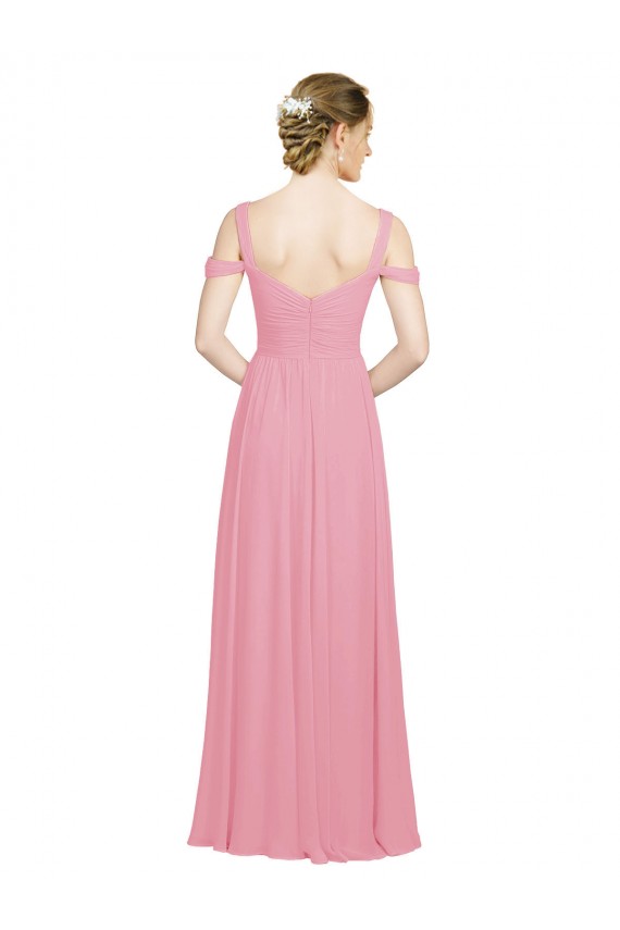 Sleeveless Skin Pink A-Line Off the Shoulder Bridesmaid Dress Lincoln