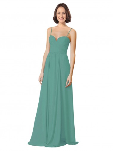 Sleeveless Icelandic Silver A-Line Spaghetti Straps Bridesmaid Dress Lincoln