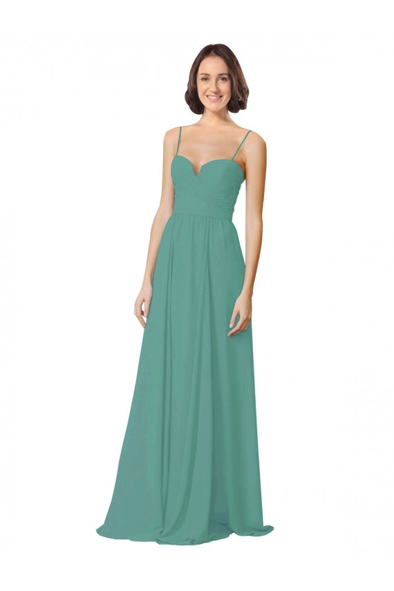 Sleeveless Icelandic Silver A-Line Spaghetti Straps Bridesmaid Dress Lincoln