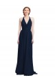 Sleeveless Dark Navy A-Line Halter Neck Formal Dress / Bridesmaid Dress Lincoln