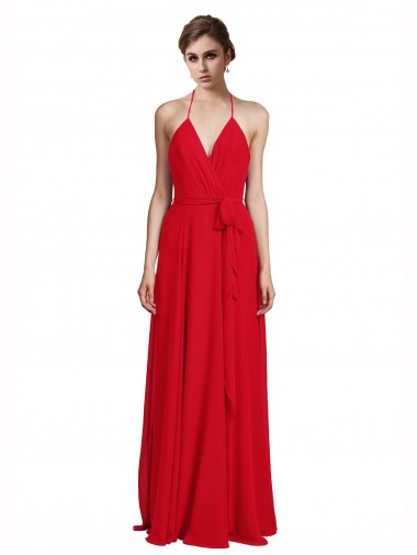 Sleeveless Red A-Line Spaghetti Straps Bridesmaid Dress Lincoln