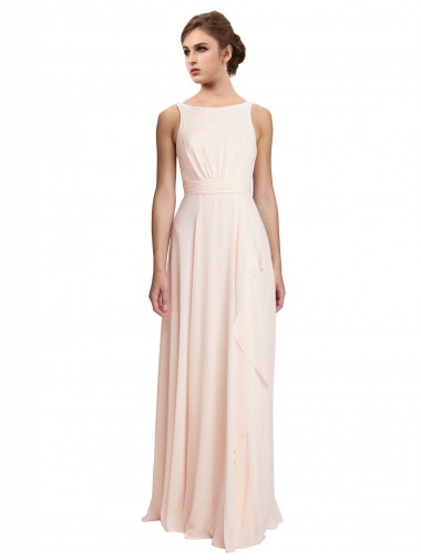 Sleeveless Cream Pink V-Back A-Line Bateau Neck Bridesmaid Dress / Evening Dress Lincoln