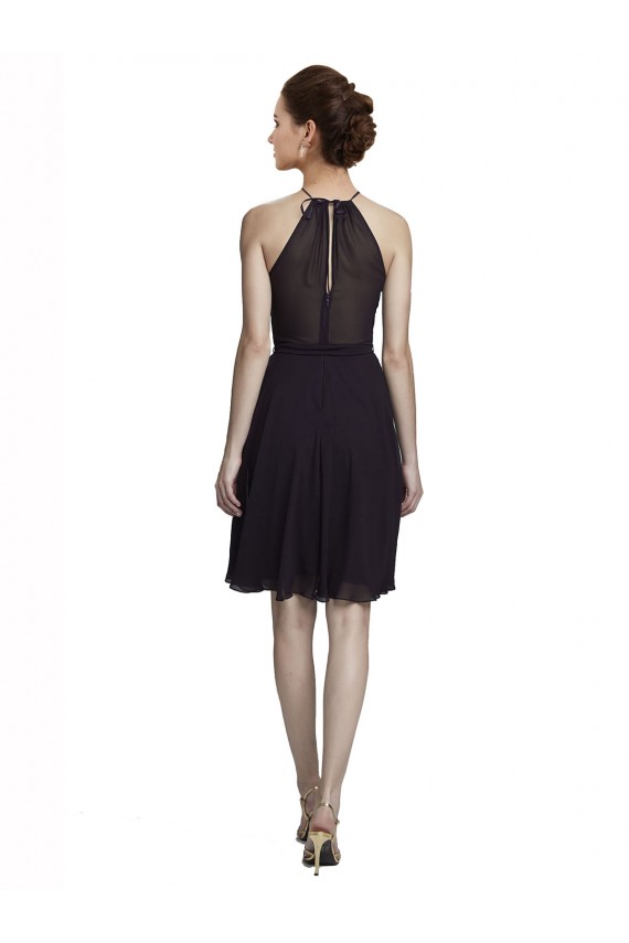 Sleeveless Grape A-Line Soft Chiffon Halter Neck Bridesmaid Dress Lincoln
