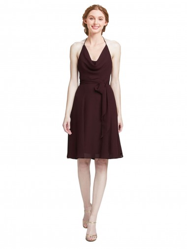 Sleeveless Burgundy Gold A-Line Spaghetti Straps Bridesmaid Dress Lincoln