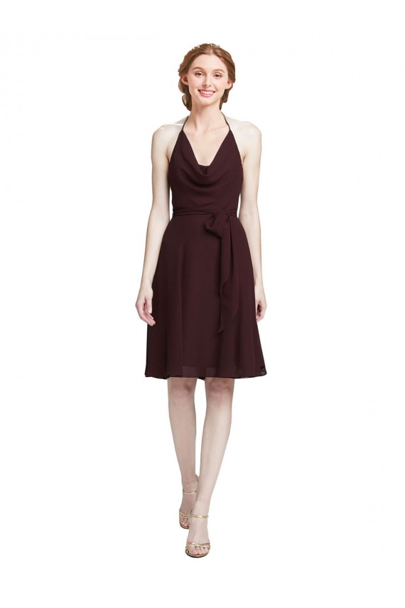 Sleeveless Burgundy Gold A-Line Spaghetti Straps Bridesmaid Dress Lincoln