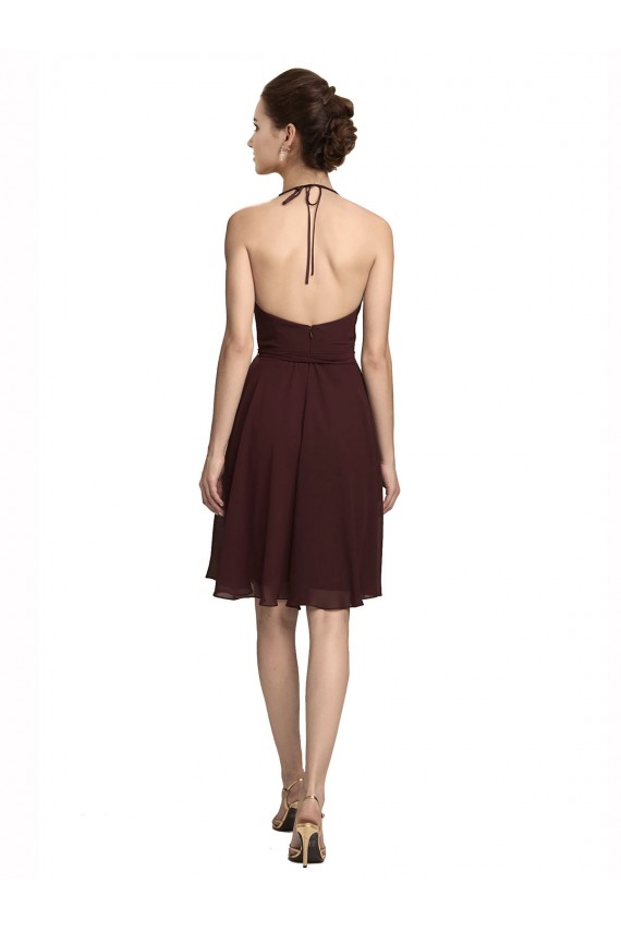 Sleeveless Burgundy Gold A-Line Spaghetti Straps Bridesmaid Dress Lincoln