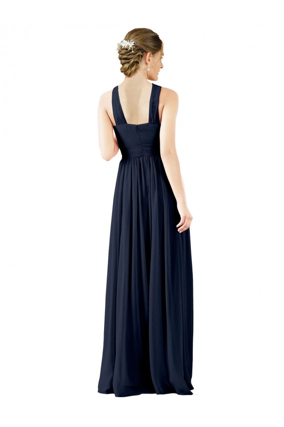Sleeveless Dark Navy Princess V-Neck Bridesmaid Gowns Lincoln