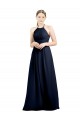 Sleeveless Dark Navy Open Back A-Line Halter Neck Evening Gowns / Bridesmaid Dress Lincoln
