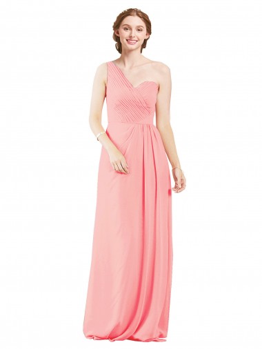 Sleeveless Salmon A-Line One Shoulder Bridal Party Dress Lincoln
