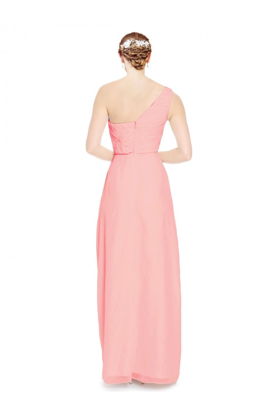 Sleeveless Salmon A-Line One Shoulder Bridal Party Dress Lincoln