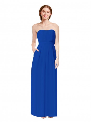 Sleeveless Royal Blue Open Back Sheath Sweetheart Bridesmaid Dress Lincoln