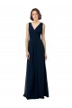 Sleeveless Dark Navy V-Back A-Line V-Neck Bridal Party Dress Lincoln