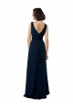 Sleeveless Dark Navy V-Back A-Line V-Neck Bridal Party Dress Lincoln